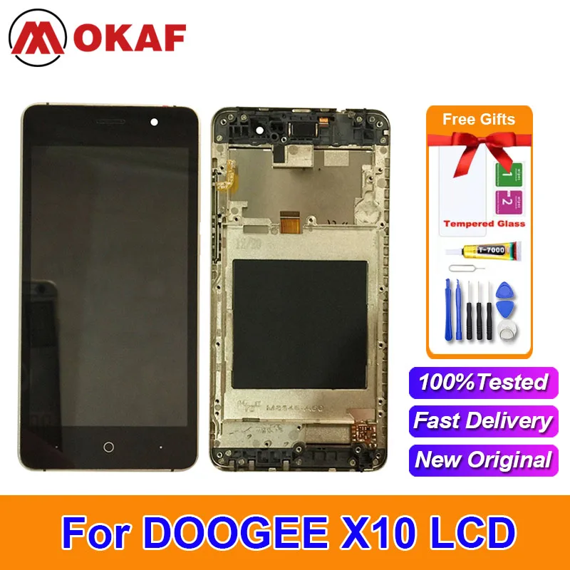 

OKANFU Original 5.0" For Doogee X10 LCD Touch Screen Digitizer Sensor LCD Display With Frame Full Complete Assembly Tools