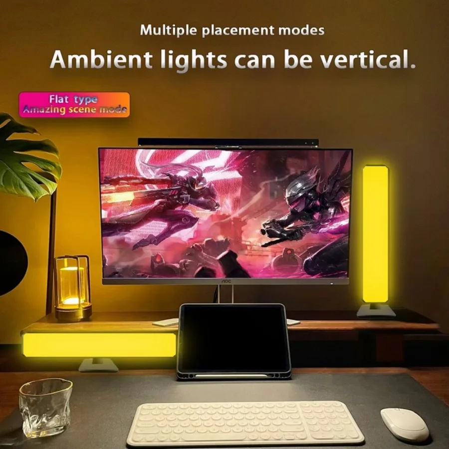 Умный RGB игровой атмосферный светильник, ТВ-игры, компьютер, украшение для рабочего стола, настольная лампа, приложение Tuya, дистанционное управление, автомобильный музыкальный ритм-свет (art.: 3920caf4cedba) - 3920caf4cedba