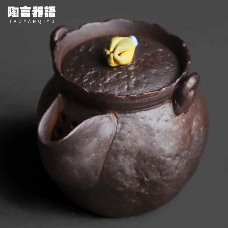 

Rock mine clay hand kneaded Buddha's hand small size treasure bottle teapot Chinese Zen wide mouth hand grasp tea brewing pots