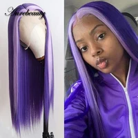 Ombre Purple Blue Pink Brown Highlight Colored Synthetic Hair Wig Honey Blonde Red 99J Burgundy Lace Part Front Frontal Wigs 360