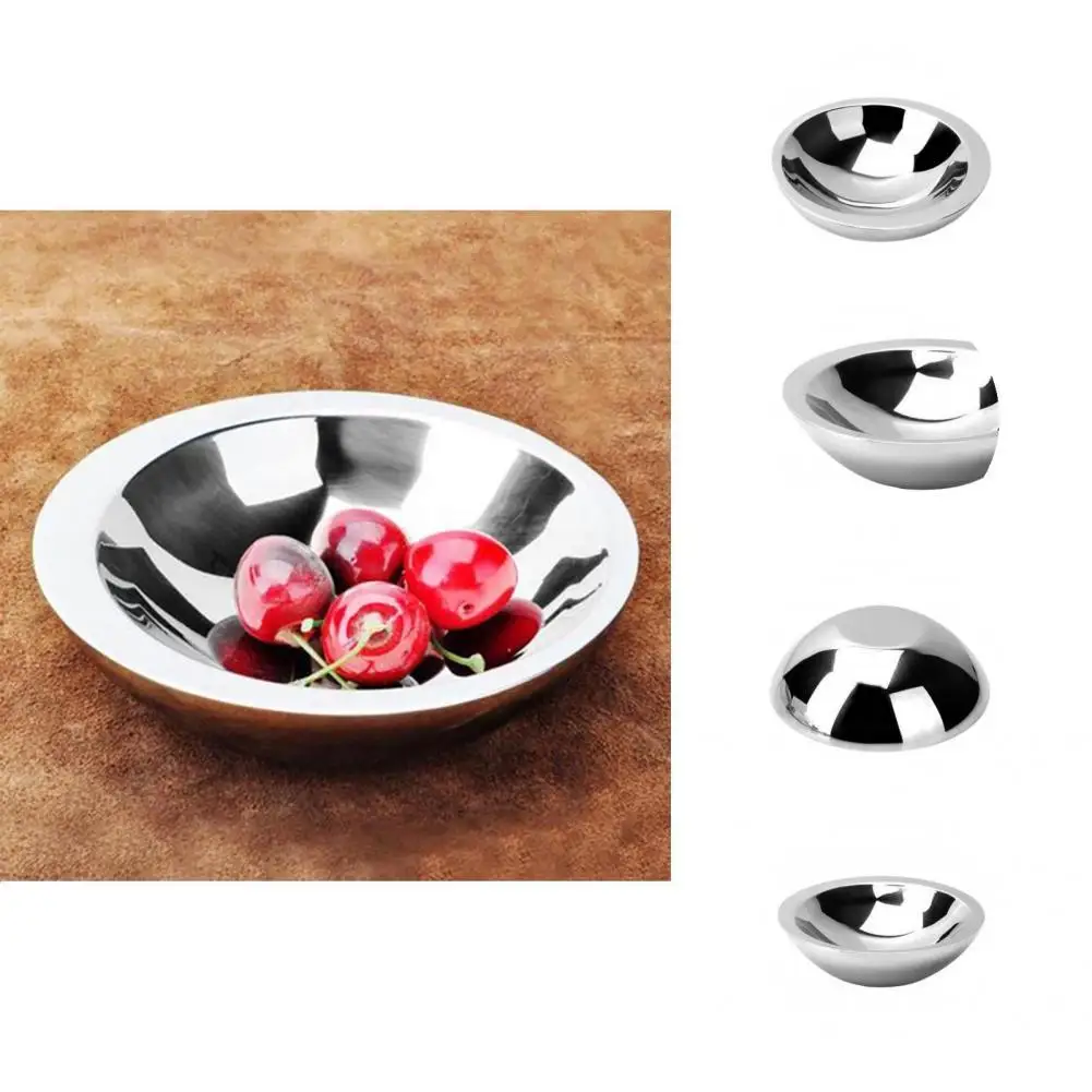 

Easy Clean Round Snack Nuts Fruit Stainless Steel Plate for Dining Room