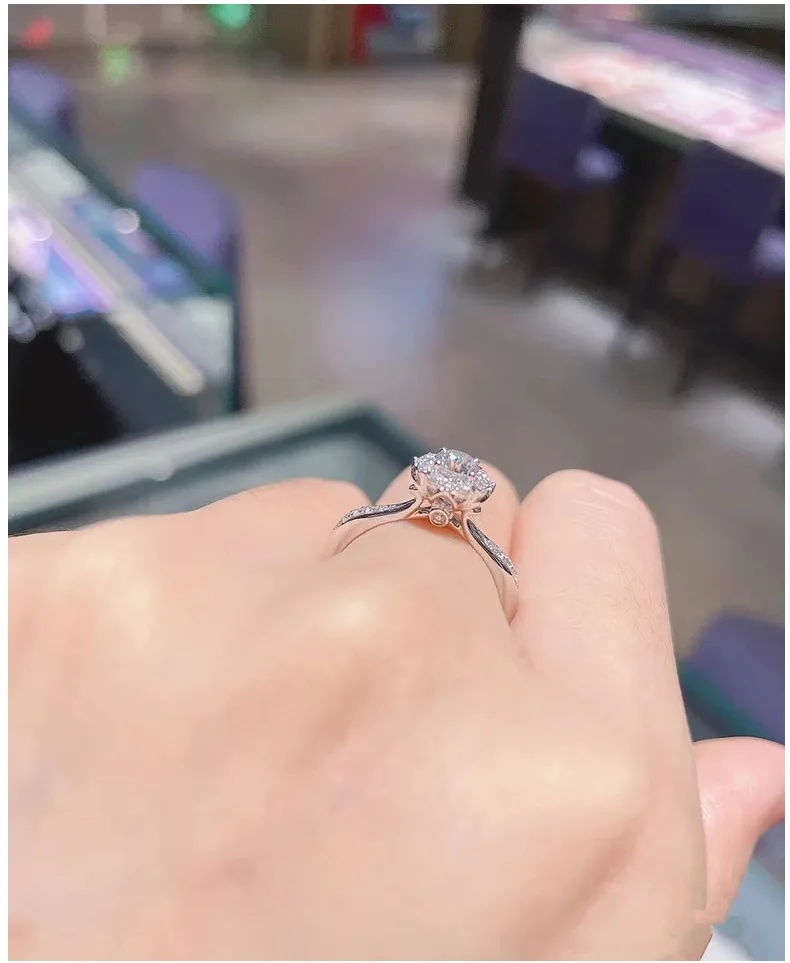 

Classic D color 0.5CT Real Momulberry Stone Ring Canre Star Ring for women's high-quality 925 sterling Silver wedding party brid