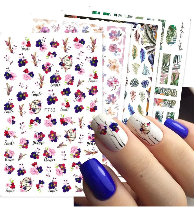 

Personalized Colorful Flowers Art Line Manicure Decorative Nail Sticker Press Nail Manicure Slider Nail Decal Nail Supplies Nail