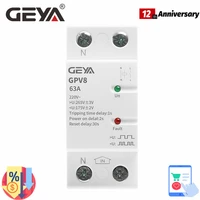 geya gpv8 63 automatic recovery over and under voltage protective device 2pole din rail 32a 40a 50a 63a 80a 220vac