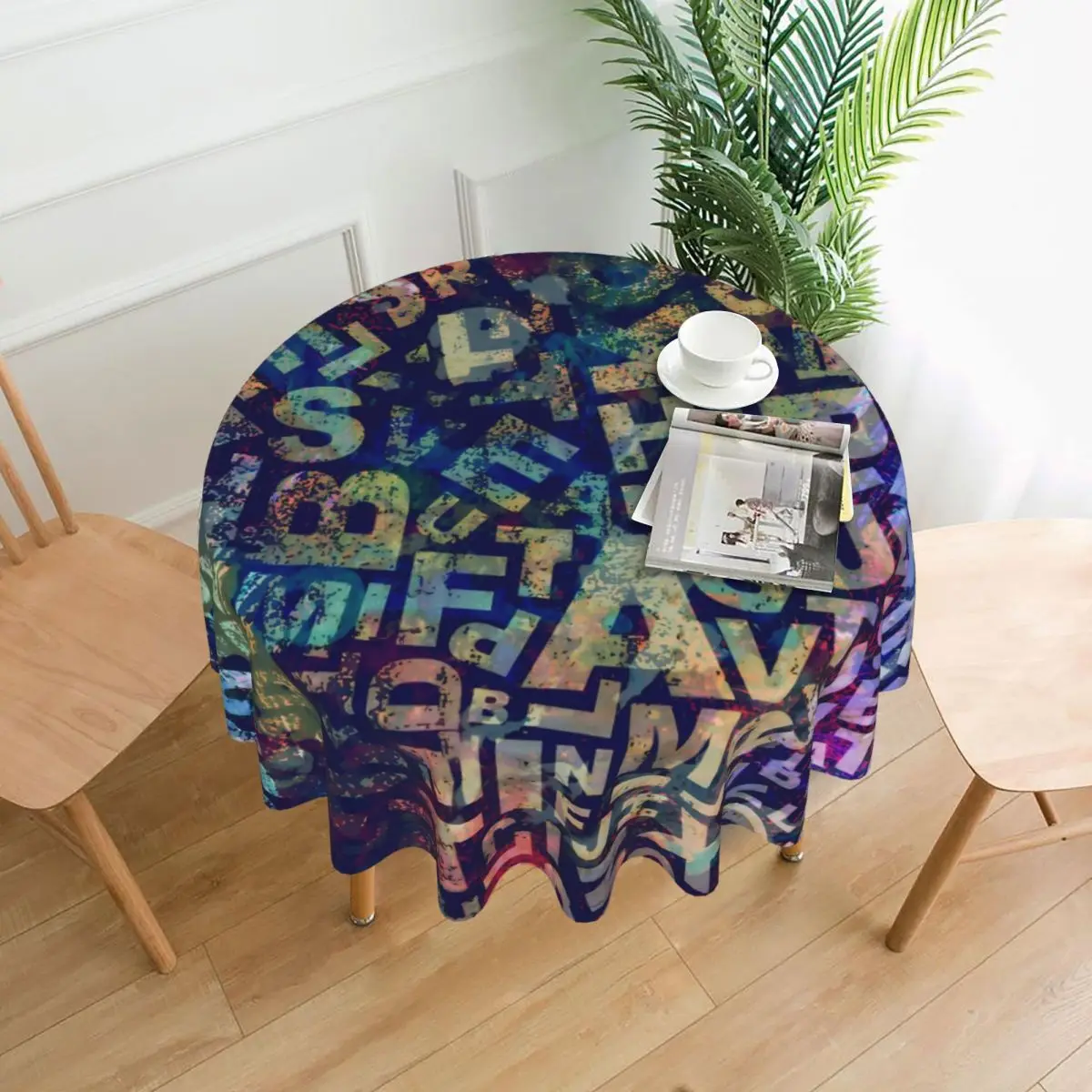 

Tablecloth Letter Type Round Table Cloth Word Art Print Fashion Table Cover Tablecloths Kitchen Dining Room Table Decoration