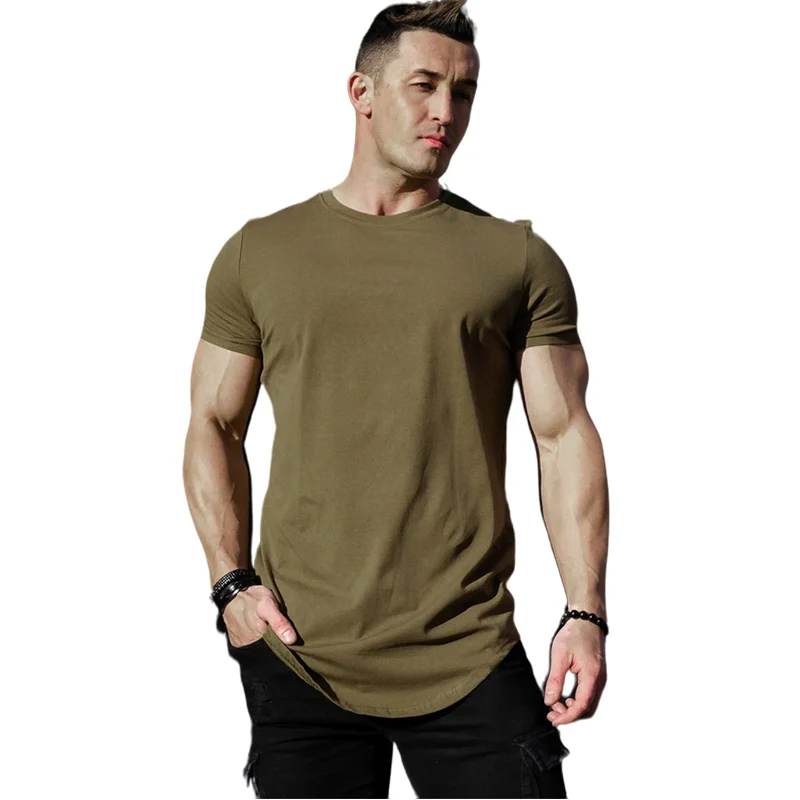 

9043 Mannen Shirt Merk Gym Kleding Fitness T-shirt Mannen Mode Slanke Zomer Korte Mouw T-shirt Katoen Bodybuilding Spier Tshirt