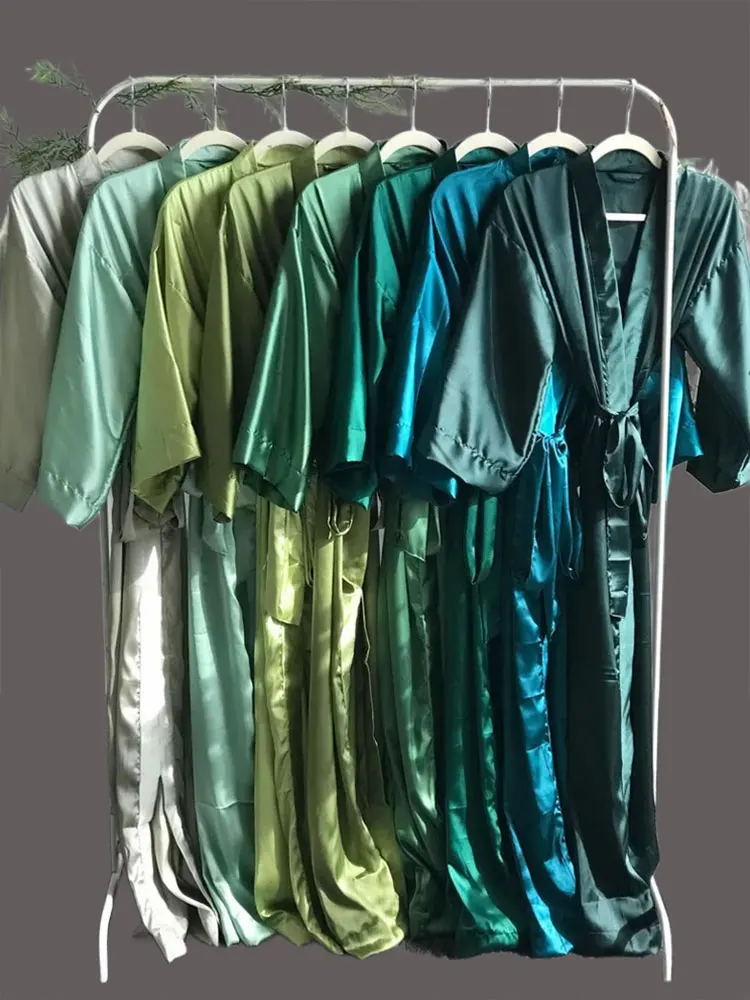 Элегантные длинные халаты подружки невесты самые мягкие шелковые атласные