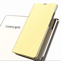 gold clear mirror phone case flip stand case anti scratch shockproof protective case cover for xiaomi smart phone