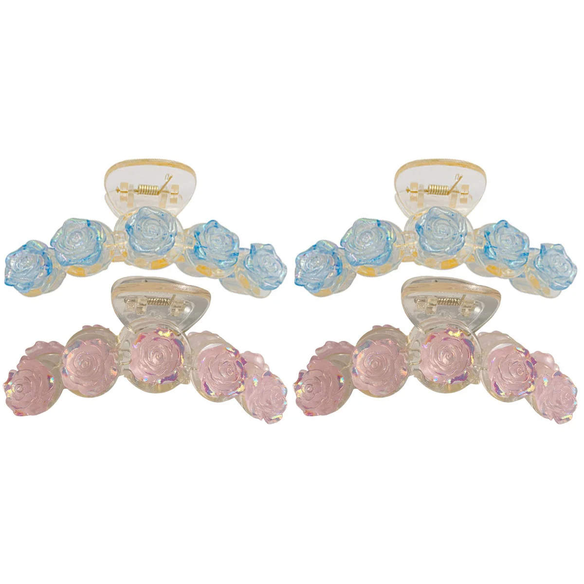 

4 pcs Large Claw Clips Thick Hair Claw Barrettes Camellia Hair Clips For