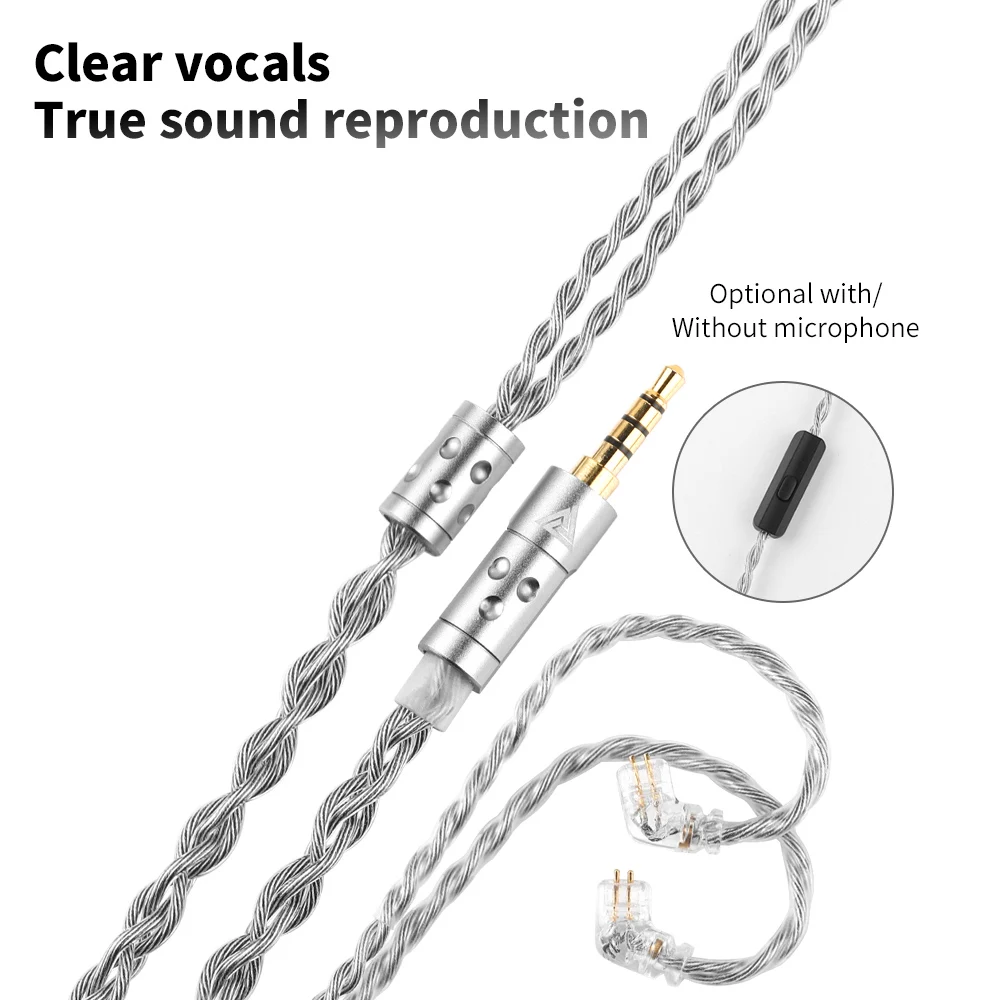 Фото QKZ T7 3,5 мм Plug 95% кабель 4-жильный 2-контактный 0,75 мм обновленный Hi-Fi кабель для наушников сменный провод для KZ ZSN ZSX PRO X ZS10 CCA TRN №2