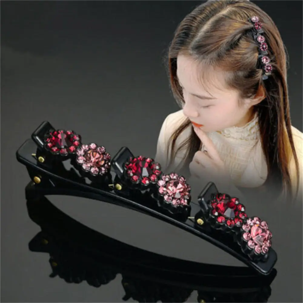 New Korean Style Acrylic Crystal Flowers Hair Clips for Girl Rhinestones Sweet Cute Bangs Side Barrettes Elastic Duckbill Clip images - 6
