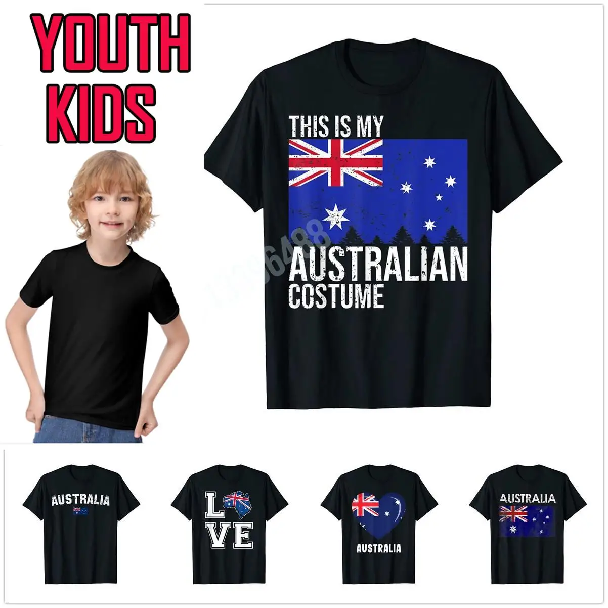 

100% Cotton Youth Kids Australia Day Funny Australian Map Flag T-Shirt For Children T Shirt Family Tops Boy Girl Tee