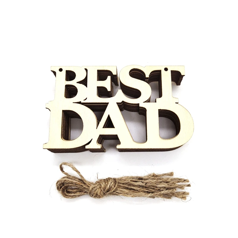 

20Pcs Unfinished Wood Crafts Wooden Ornaments Compatible With Father's Day, Dad's Birthday Party Decorations