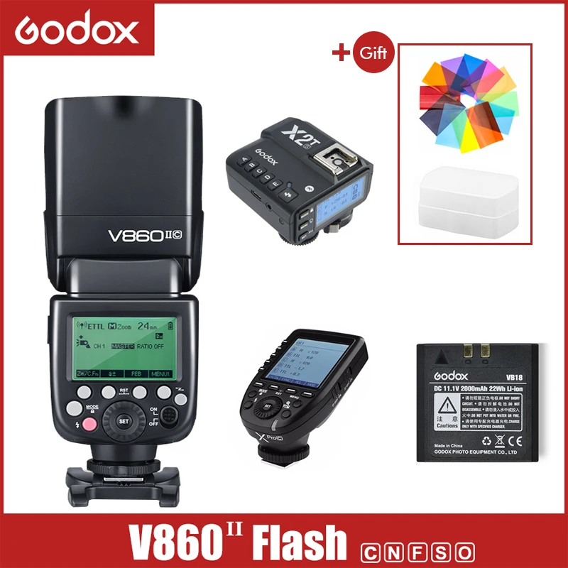 Godox V860II V860 II Camera Flash TTL HSS Speedlite With VB-18 Battery Xpro X2T Transmitter for Canon Nikon Sony Fuji Olympus