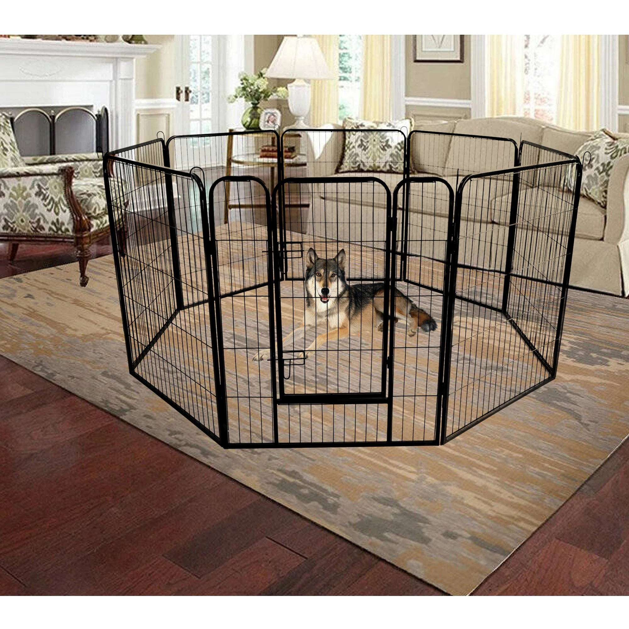 

High Quality Cheap Best Large Indoor Metal Puppy Dog Run Fence / Iron Pet Dog Playpen For Indoor and Outdoor.