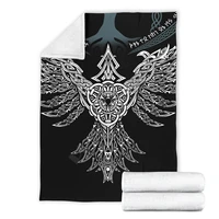 viking tattoo valknut mjolnir 3d printed sherpa blanket on bed home textiles dreamlike home accessories drop shipping 02