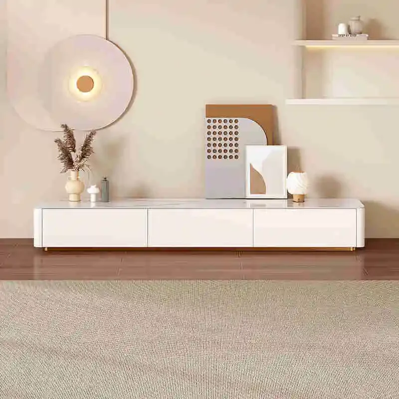 Witte Glamour TV-Standaard Grote Opslag Minimalistisch Design TV-Kast Luxe Ladekast Para Tv Sala De Estar Moderne Meubels
