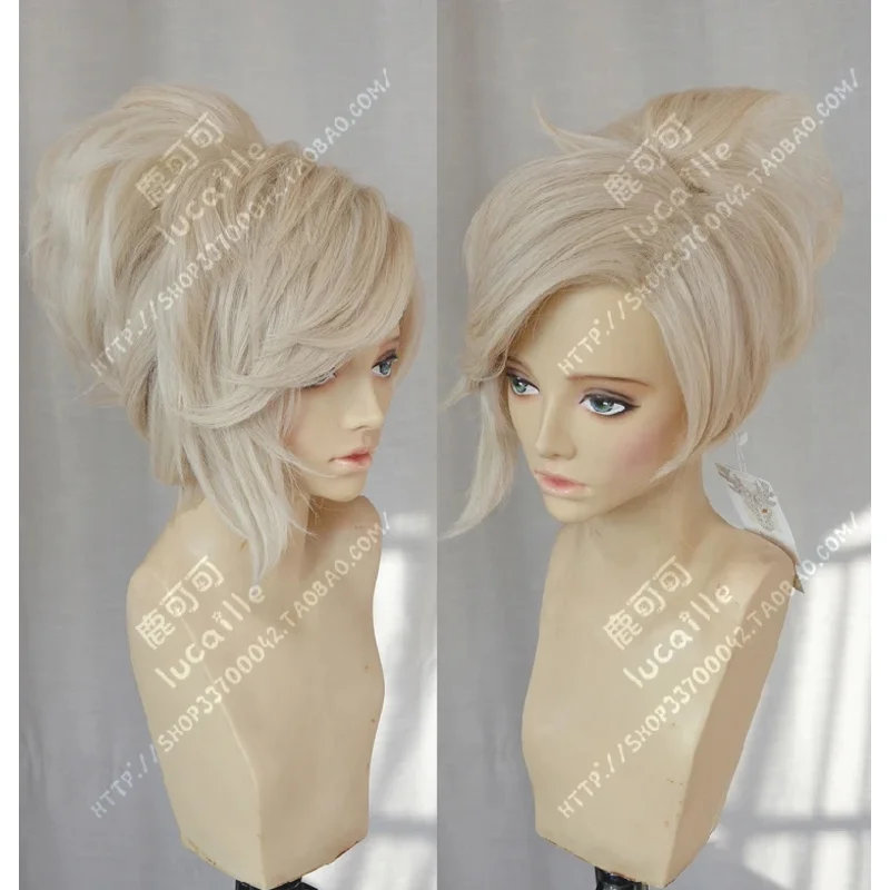 Парик для косплея из короткого льняного светлого конского хвоста Game OW Angela милори
