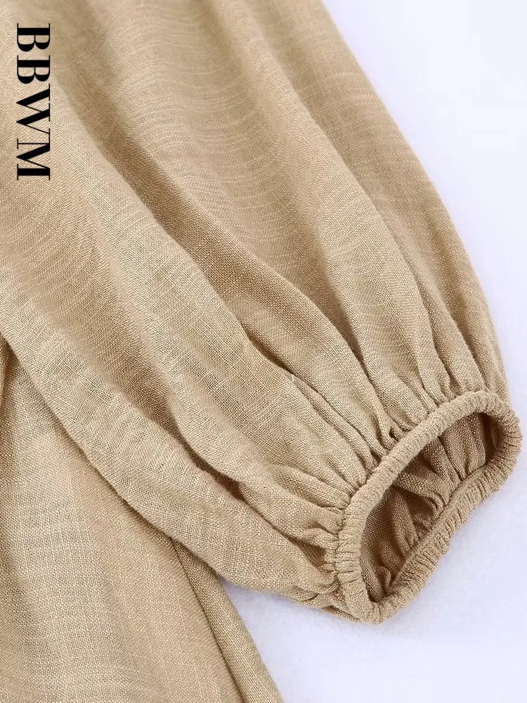 Женское однотонное платье-миди с круглым вырезом и длинным рукавом |