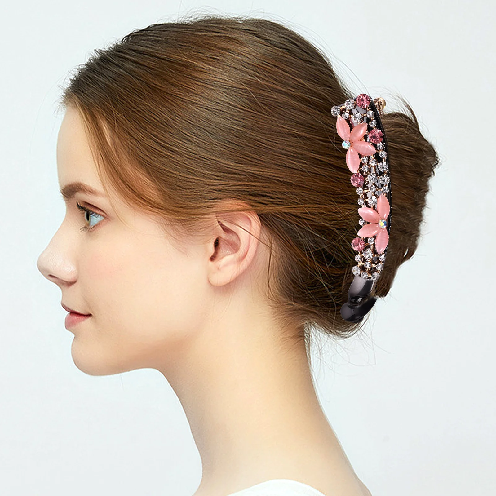 

Banana Clip Rhinestone Hair Clip Women Ponytail Holder Hair Clamp for Teen Girls