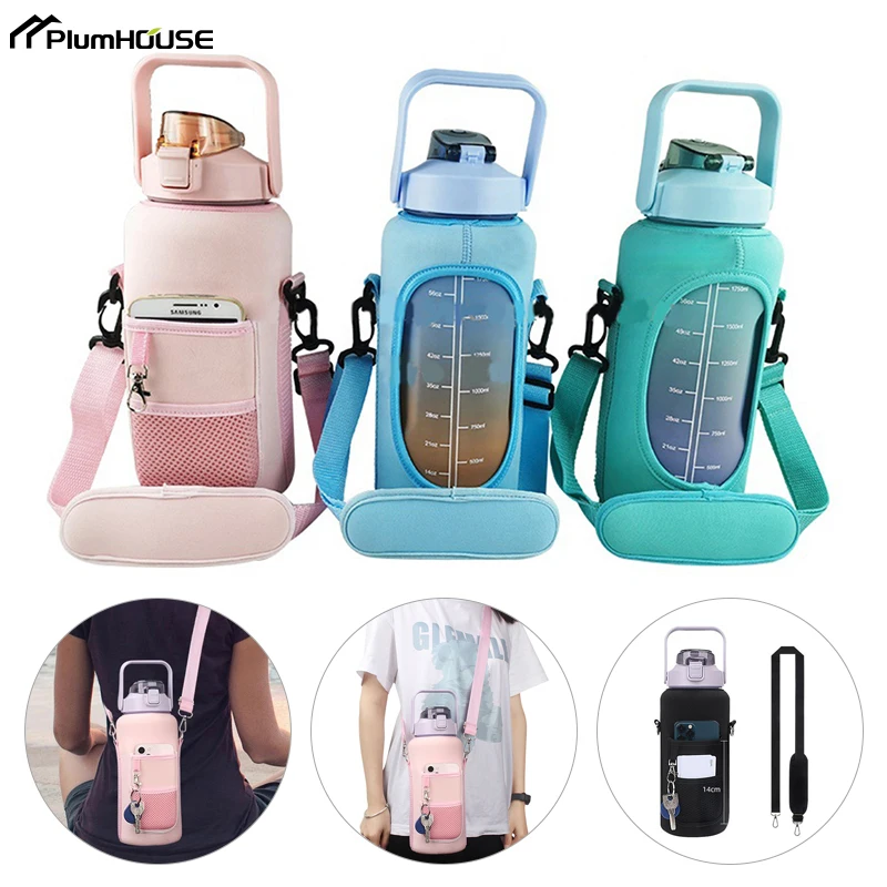 Sleeve 64 Oz Inspirational Half Gallon Bottle Holder Straw F