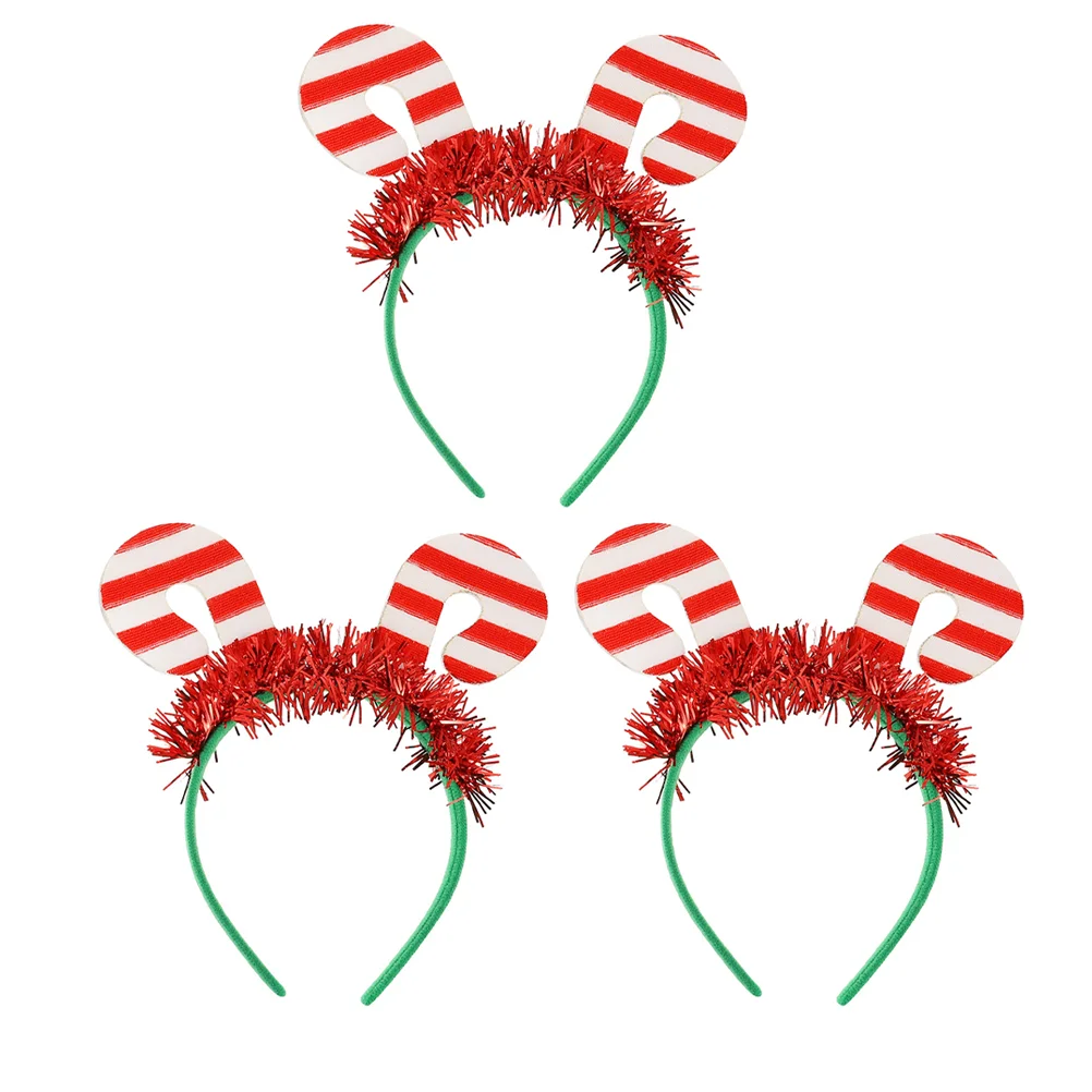 

3 Pcs Christmas Cane Headband Creative Hairband Xmas Party Headdress Hoops Birthday Decoration for Girl Kids Hairbands Chic Pop