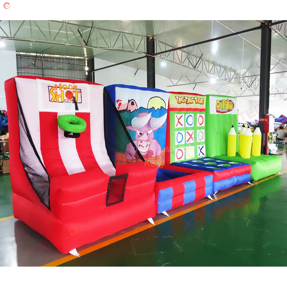 Free Shipping Inflatable 4 in 1 Carnival Game Basketball Baseball Rugby Sports Games