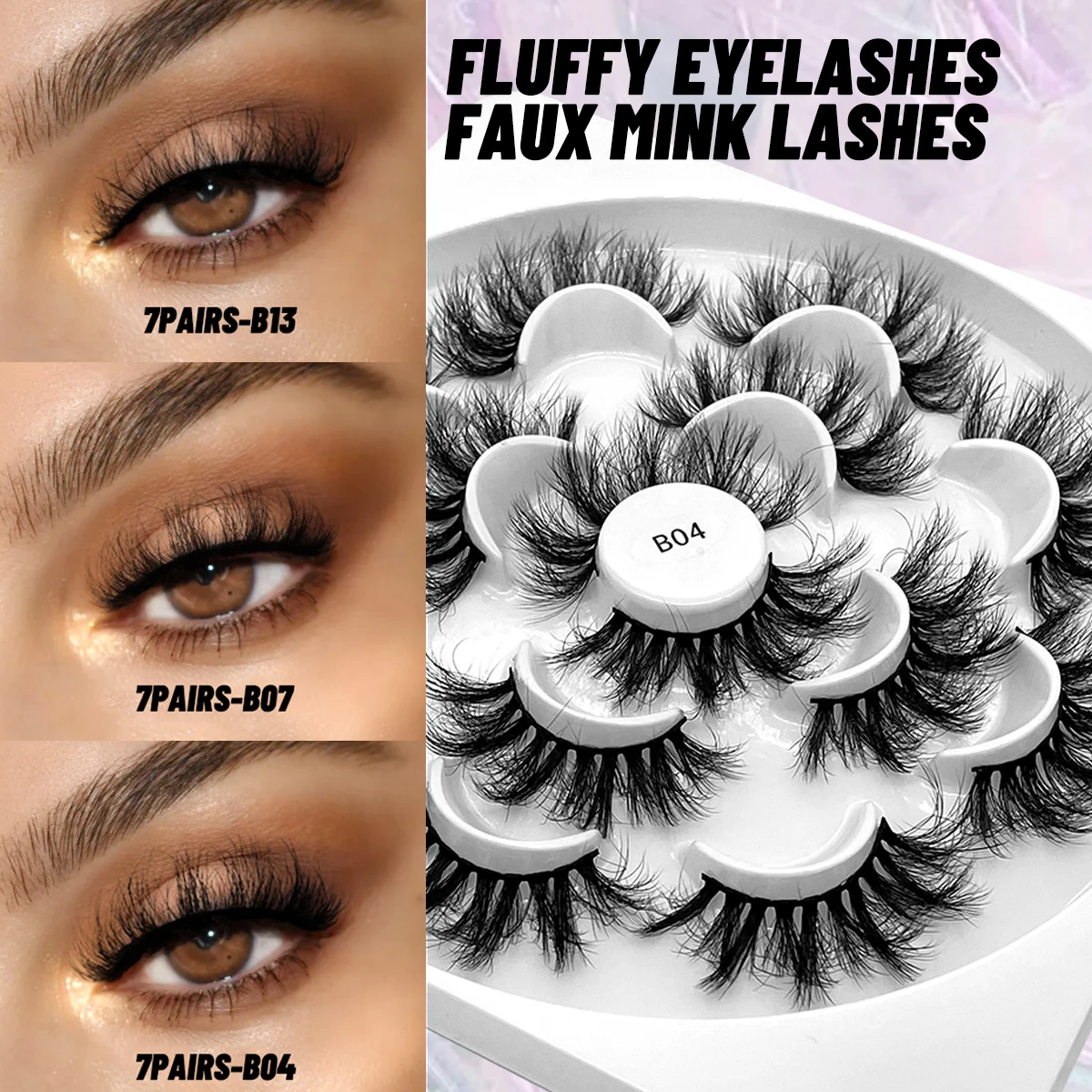 

GROINNEYA Fluffy Eyelashes 5/7 Pairs 6D Faux Mink Eyelashes Natural Thick Long False Lashes Dramatic Fake Eyelash Eyes Makeup