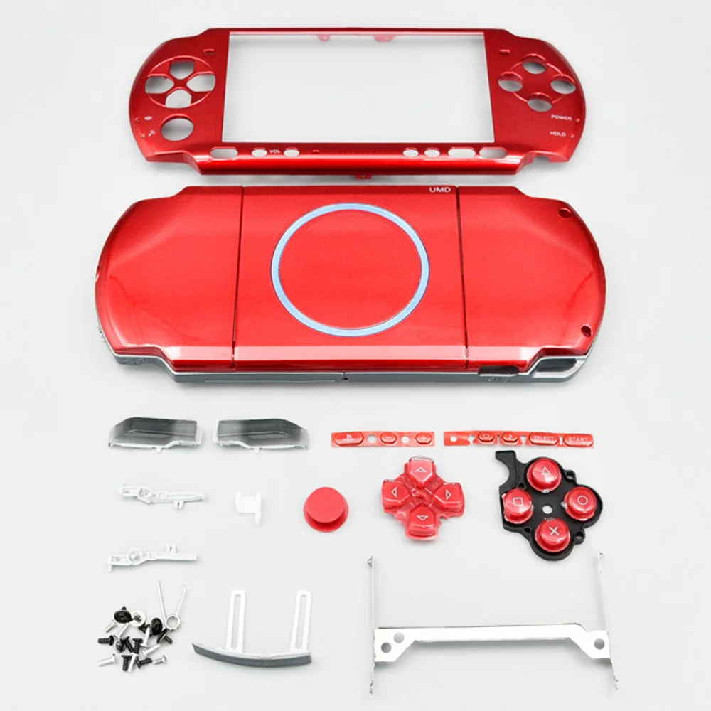 

Red For PSP 3000 Repair Parts Replacement Housing Shell Faceplate Front Bottom Cover Case with Full Buttons Kits Accessories