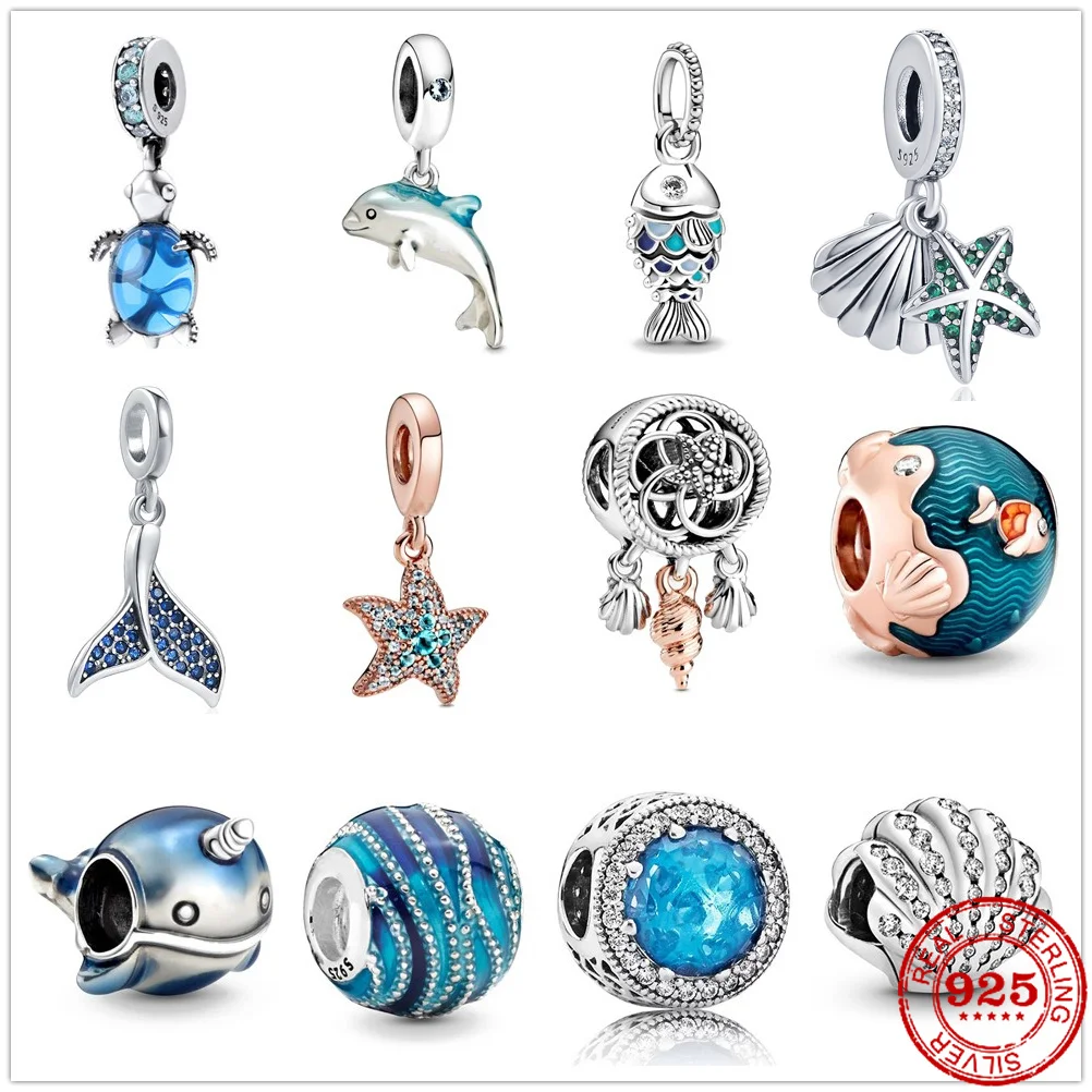 

2021 New Murano Glass Sea Turtle Dangle Bead fit Original Pandora Charms Silver 925 Bracelet DIY Women Jewelry summer Collection