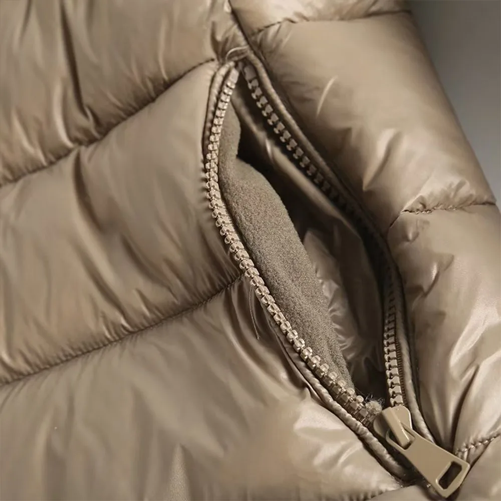 BER&OYS&ZA 2022 autumn/winter new high quality women's fashion hooded cotton jacket with wool collar warm coat