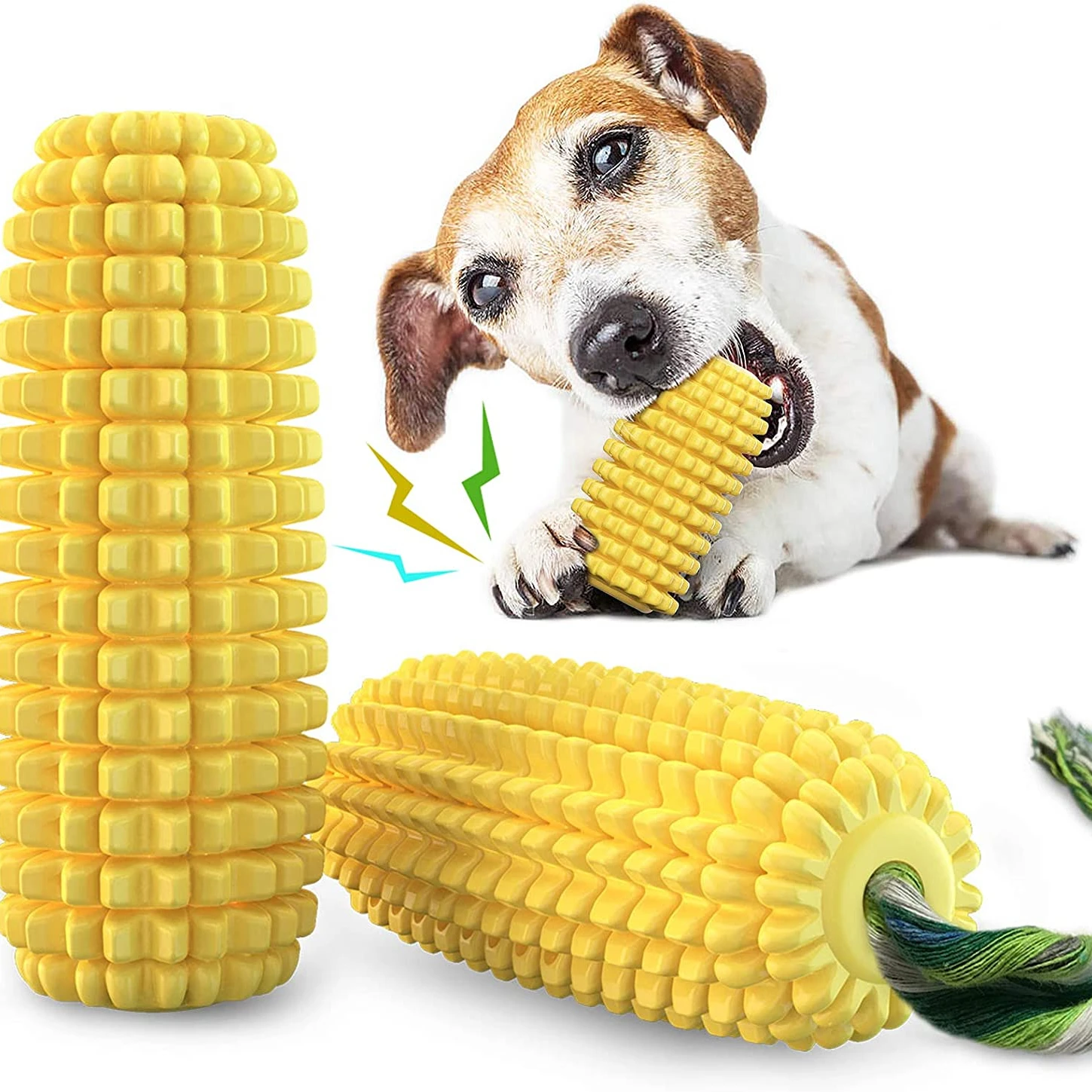 

Dog Chew Toys Puppy Toothbrush Clean Teeth Interactive Corn Toys Aggressive Squeak Chewers Small Meduium Large Breed