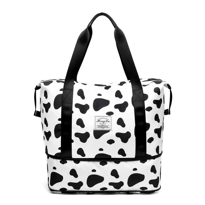 2022 Women Larger Capacity Leopard Casual Travel Bag Cow Printed Weekender Bag Carry On For Women