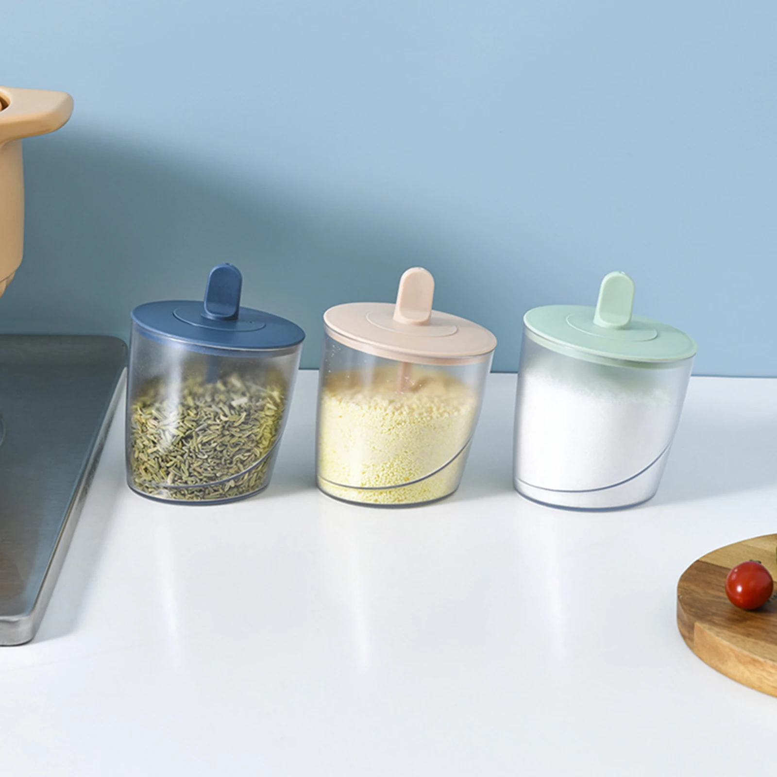 Пластиковый стандартный контейнер кухонная стойка для специй с крышкой ложка