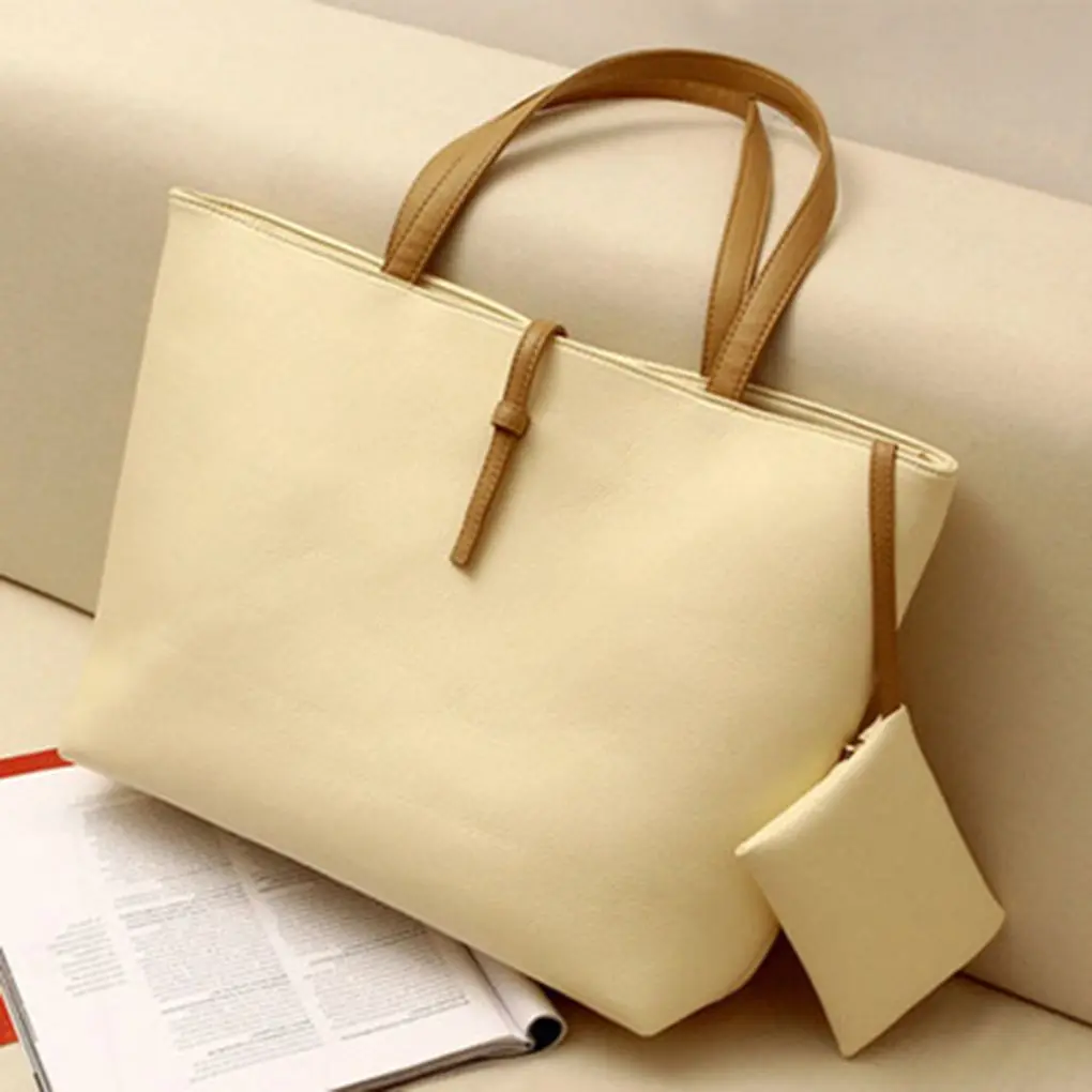 

Women Girls Belt Buckle Solid Color PU Handbags with Zipper Small Pocket Portable Shoulder Bags Tote Bags