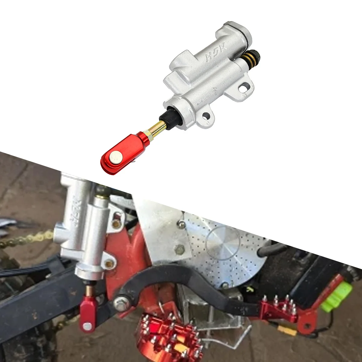 Фото Для мотоциклов Kayo T4 T6 BSE 50cc 70cc 110cc 125cc 150cc 250cc, квадроциклов и питбайков: задний гидравлический главный тормозной цилиндр (насос) №1