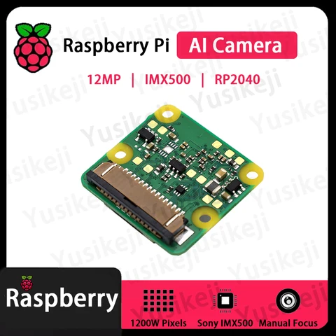 Official Raspberry Pi AI camera, Sony AI Camera , 12MP, IMX500 intelligent vision sensor, Manual focusing , Pi Camera
