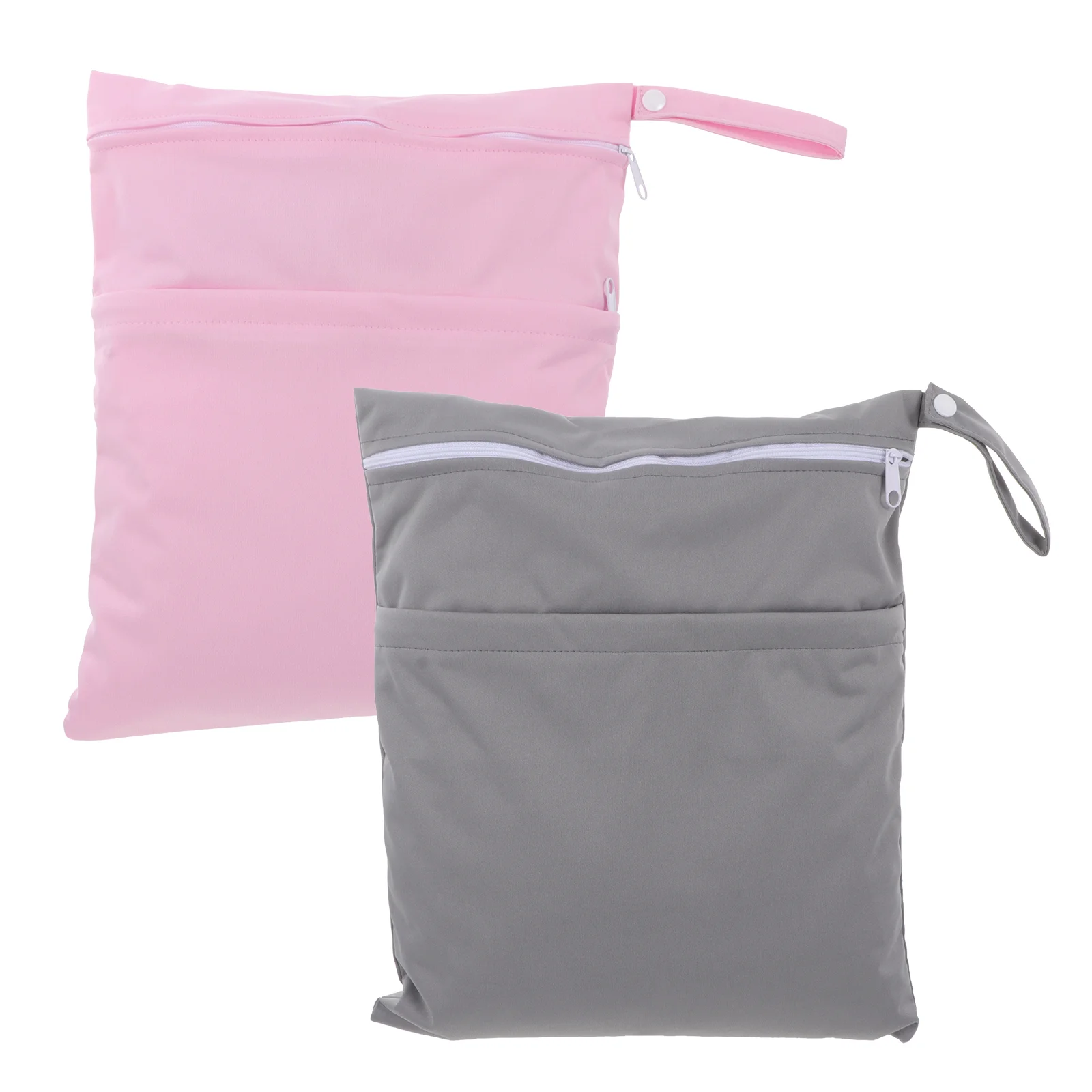 

2 Pcs Diaper Storage Bag Organizer Portable Pouch Double Zipper Nappy Cloth Baby