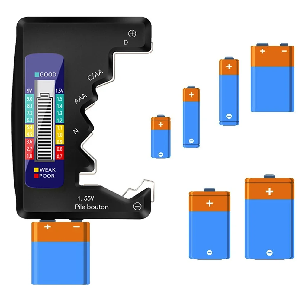 

Tool Diagnostic Tester Capacitance Detector Display Battery LCD Button Battery Digital Capacity Check Cell