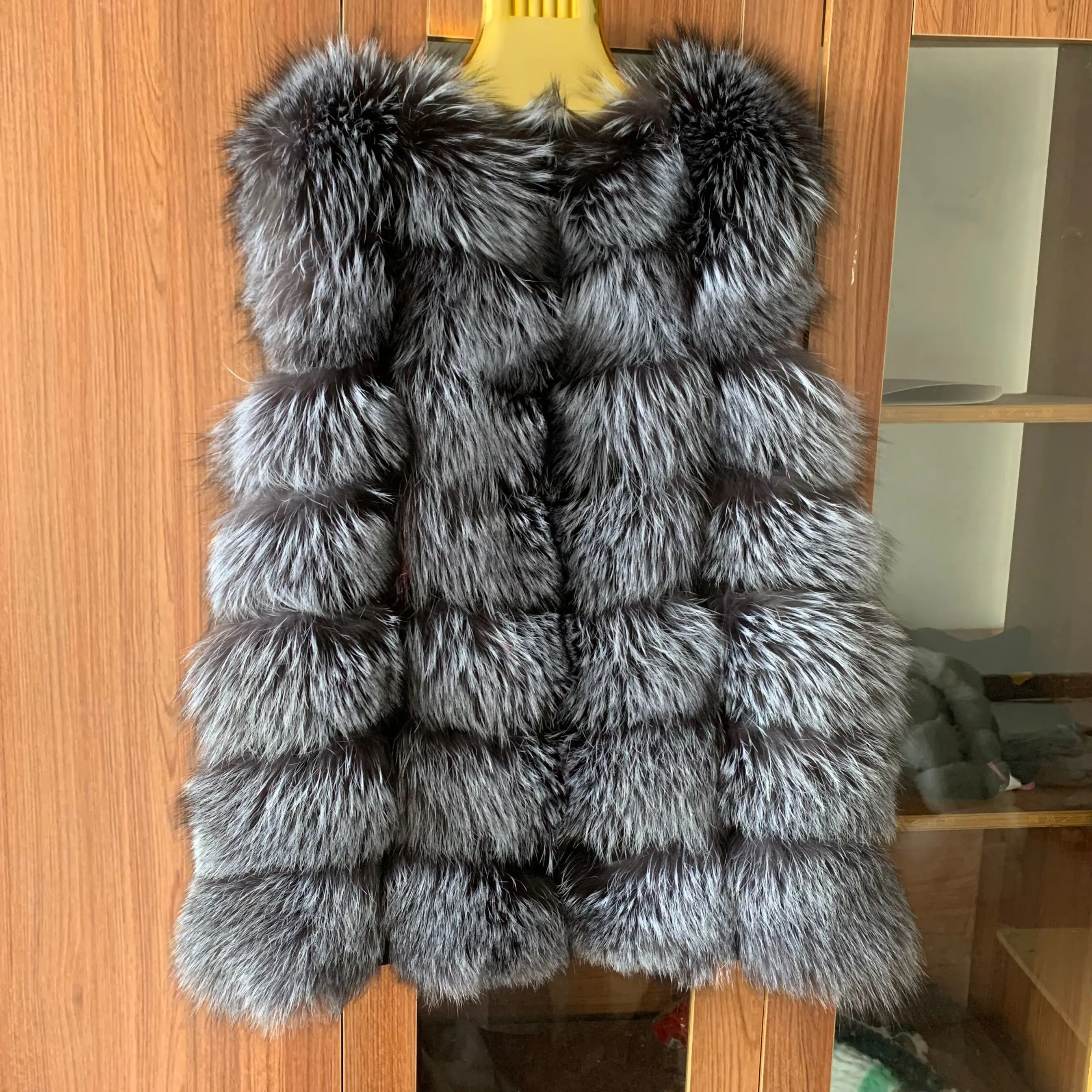 Fox fur coat women Autumn and winter vests genuine fur coat Natural fur Silver fox jacket Raccoon fur vest jacket free shipping enlarge
