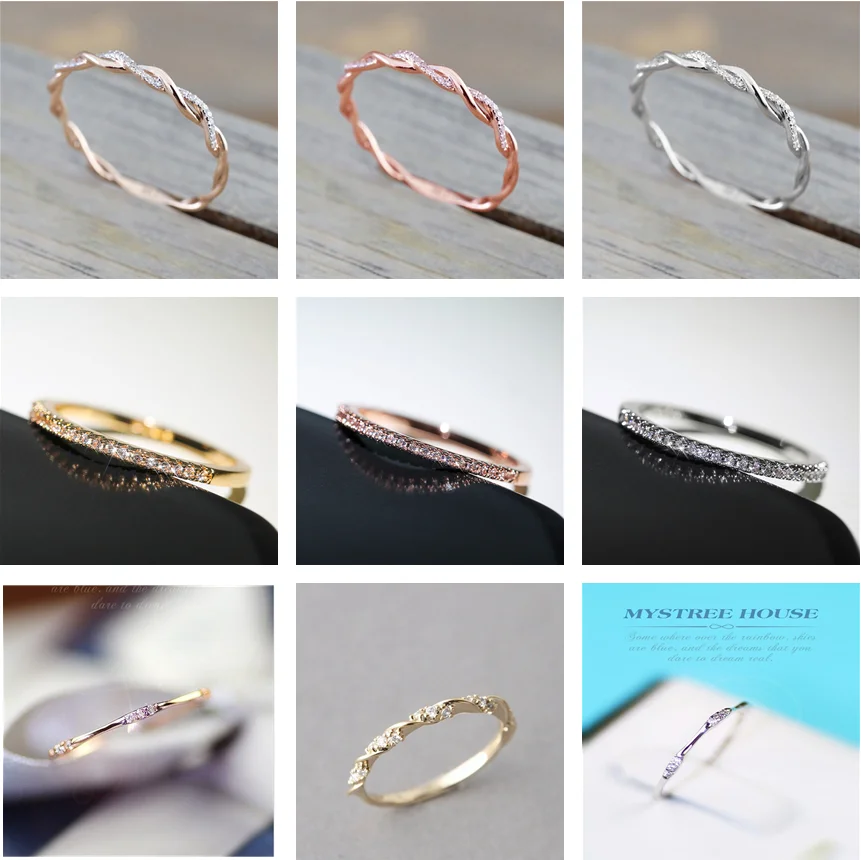 

New 2020 Minimalist Thin Rings for Women Wedding Brilliant Cubic Zircon High Quality Versatile Female Finger Ring Jewelry
