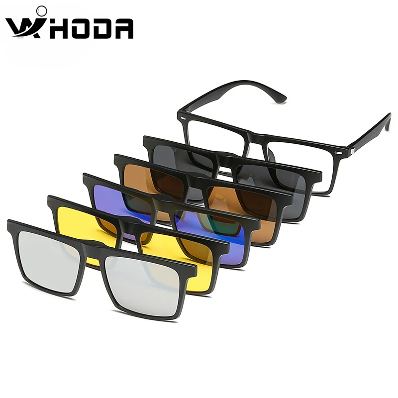 

Polarized Eyeglass TR90 Frames with 5 Clips On Sunglasses Men Magnetic Sunglass Optician Glass Frame for Myopia Glasses F5PTJ