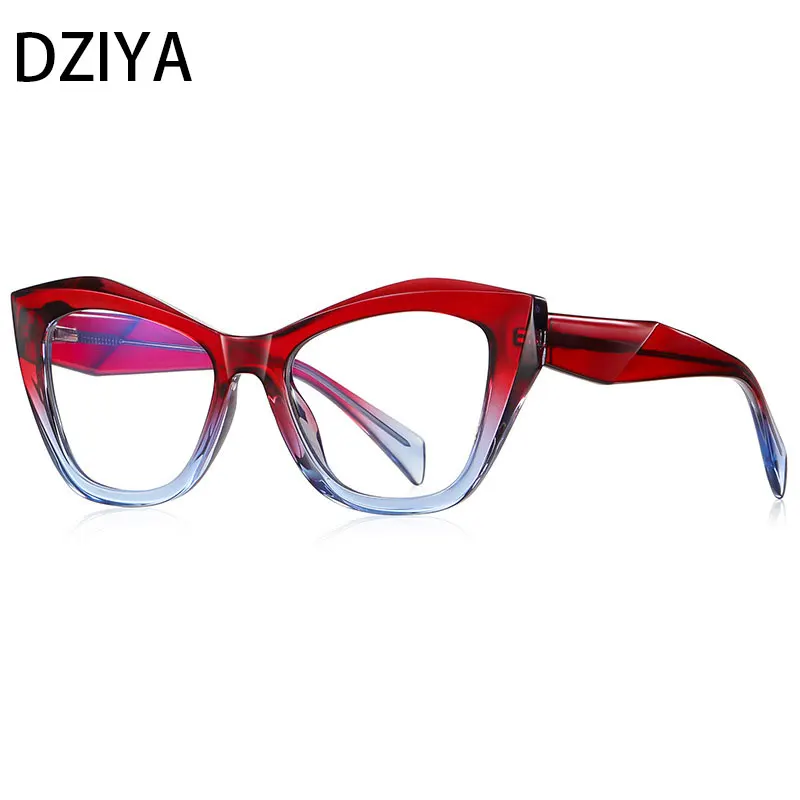 

Новинка, оправа для очков радужного цвета TR90, женские брендовые дизайнерские синие компьютерные очки «кошачий глаз», плоские зеркальные очки 60993