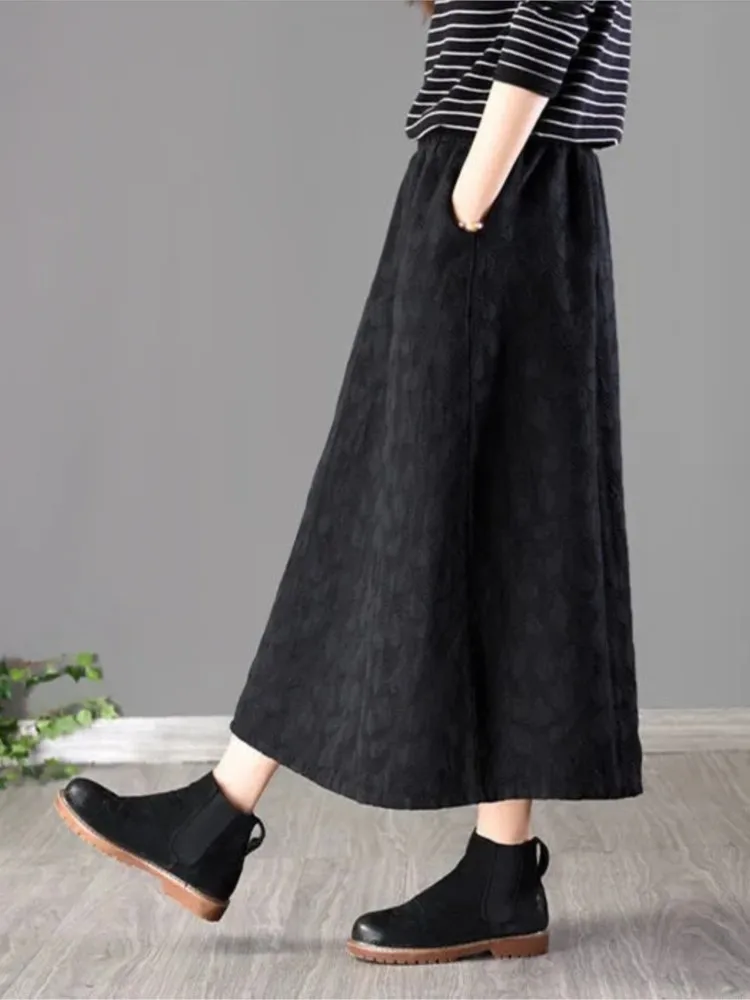 

Cotton Linen Printed Skirts Spring Autumn Japanese Mori Girl Maxi Skirts High Waist Loose Vintage Women Elegant Fashion Skirts