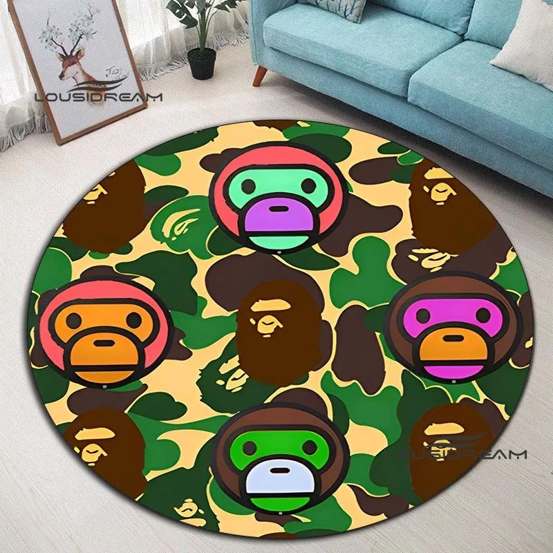 Модный Круглый ковер bape круглый с 3D принтом обезьяны украшение для гостиной