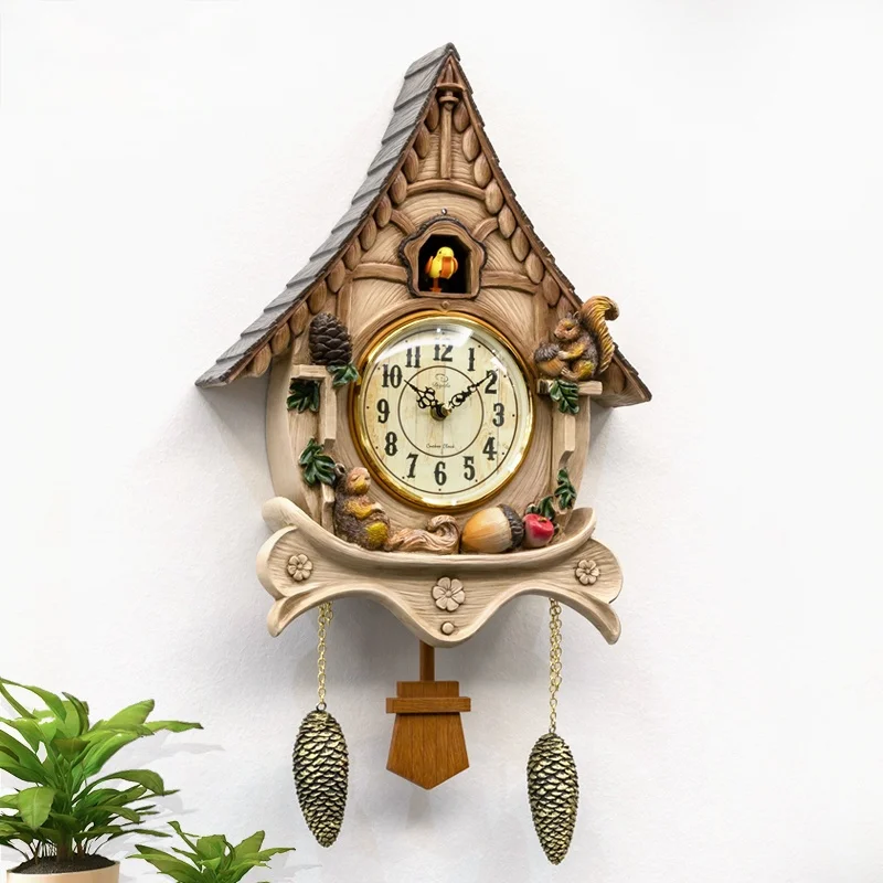 

wall Barbird clock living room home wall clock retro finish report time fashion decorative quartz watch