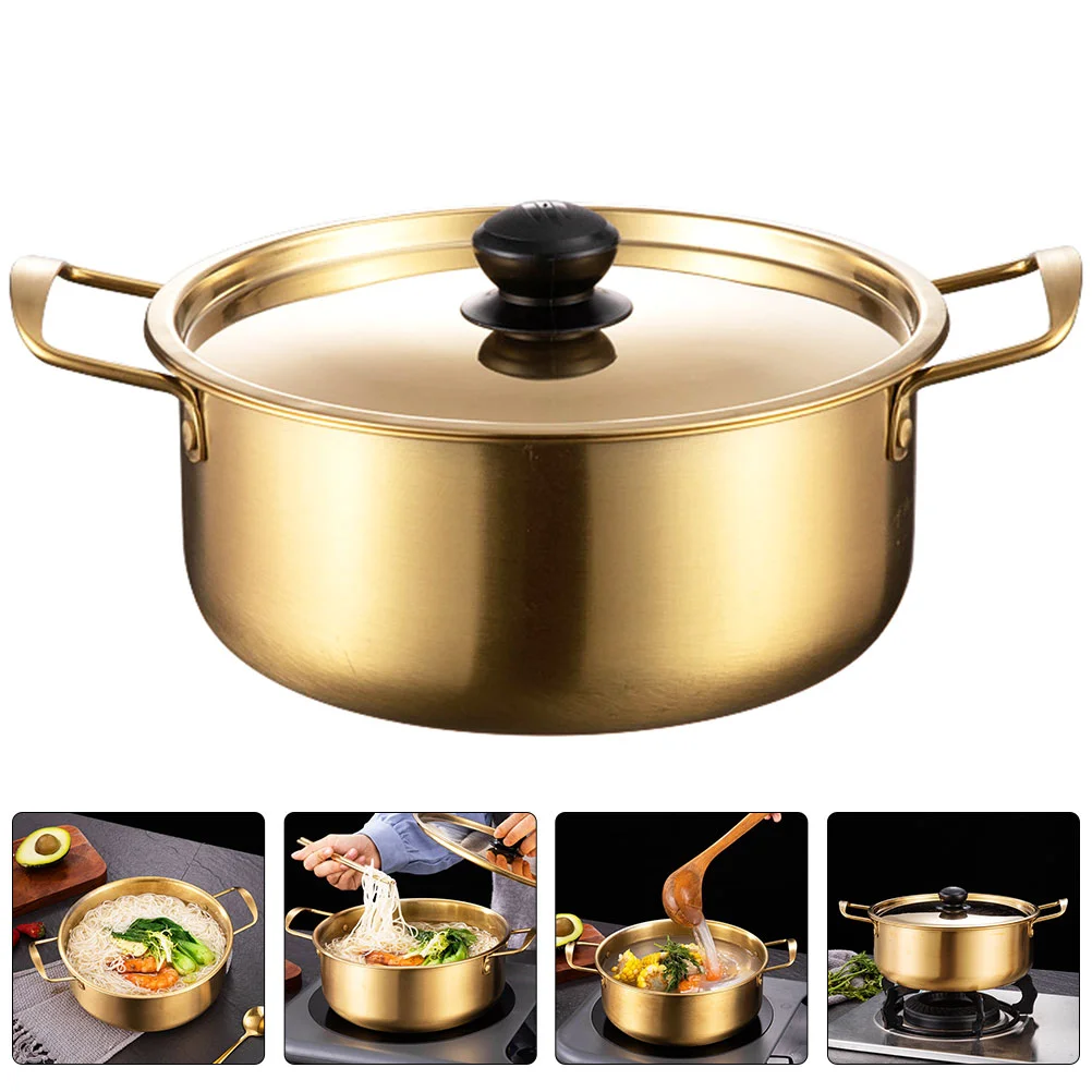 

Sturdy Multi-purpose Kitchen Stainless Steel Noodle Pot Korean Cooking Pot Big Pot For Cooking Vegetable Pot Korean Ramen Pot
