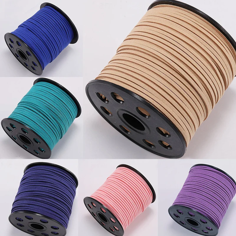 

10 Yards Trendy Leather Lace Flat Faux Suede String Thread Velvet Suede Cords 2.5mm for Necklace Bracelet Beading Gift Packaging