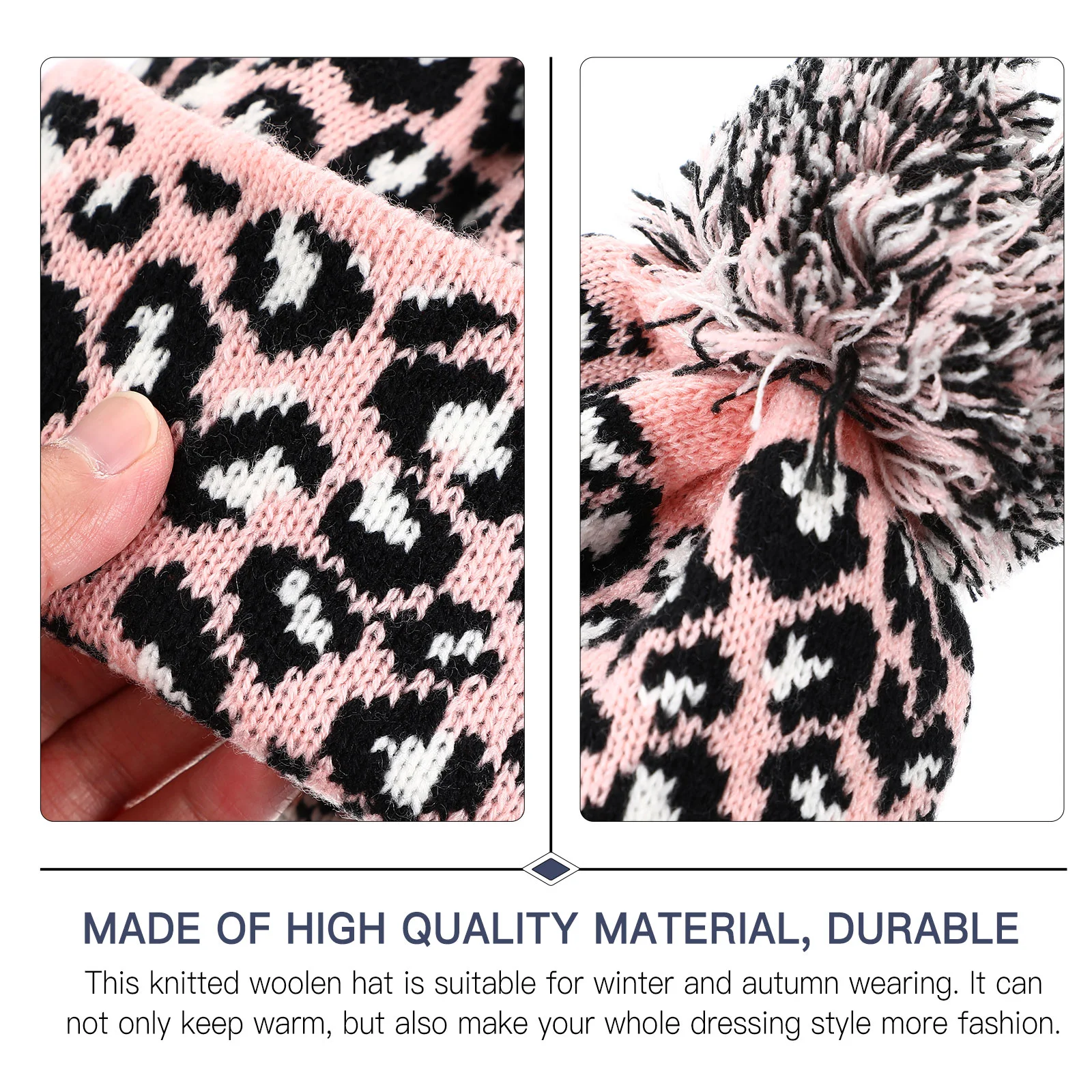 Шапка-бини с леопардовым принтом женская шапка теплый вязаный берет осенние