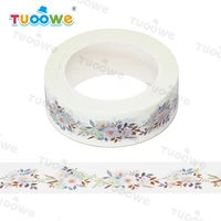 2022 new 1pc 15mm x 10m gray white flower watercolor scrapbook paper masking adhesive washi tape washi tape set designer mask